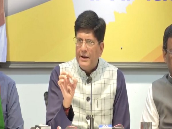 Union minister Piyush Goyal addressing a press conference in Mumbai on Thursday. Photo/ANI 