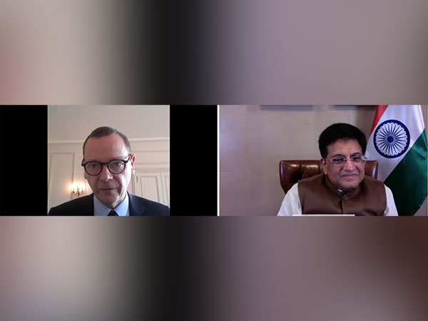 Union Minister Piyush Goyal holds virtual meeting with French G20 Sherpa Emmanuel Bonne. (Twitter/Arindam Bagchi)
