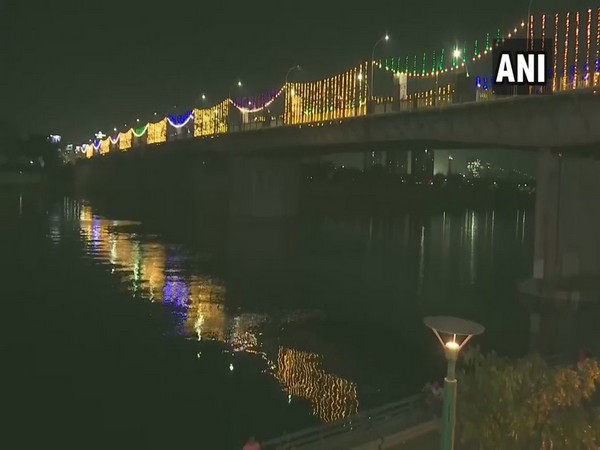 The streets of Ahmedabad being lit up on Friday, ahead of US President Donald Trump's visit on February 24.