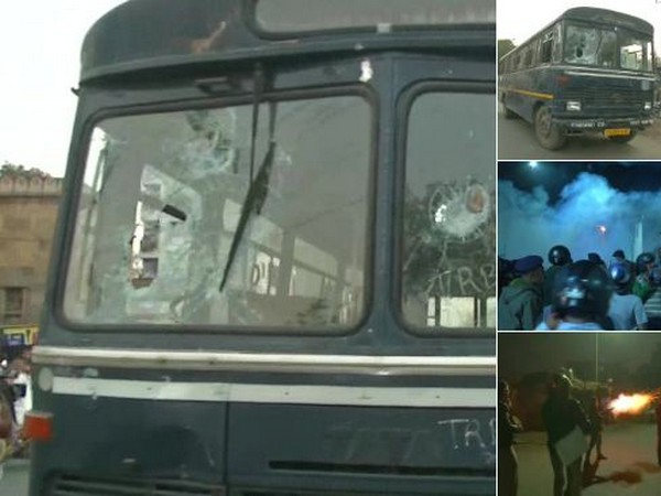 The visual from protest held in Ahmedabad against CAA on Thursday. (Photo/ANI)