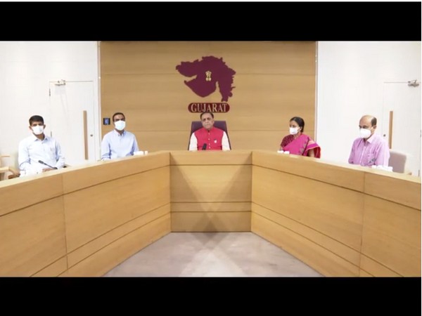 Gujarat Chief Minister Vijay Rupani during a meeting on Friday. (Photo/ANI)