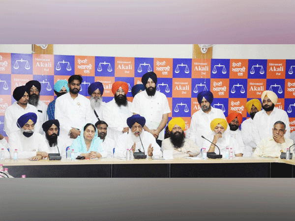 Visual of the press conference addressed by SAD President Gulzar Singh Ranike (Photo/ANI)