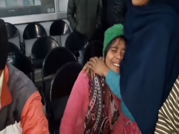 The desolated family members were seen mourning the death at the hospital on Monday. Photo/ANI