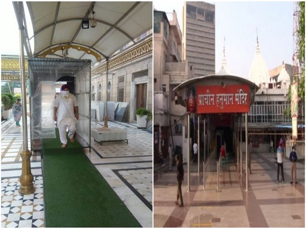 Visuals from Gurudwara Sisganj Sahib (left) and Hanuman Mandir (right)