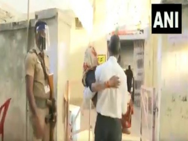 Visuals from the polling booth in Gwalior on Tuesday. [Photo/ANI]