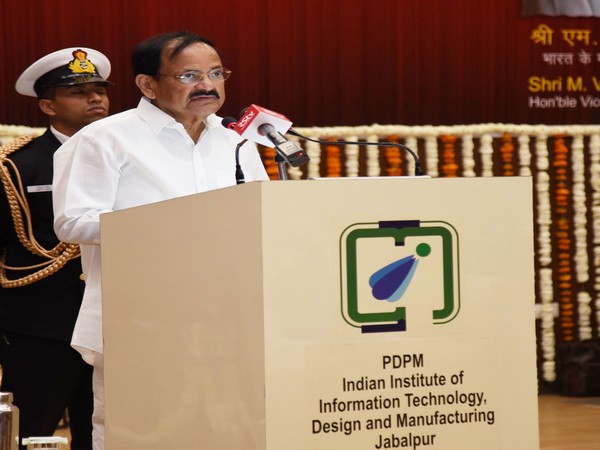 Vice President M Venkaiah Naidu addressing the students and faculty members of IIITDM, Jabalpur, Madhya Pradesh, on Feb 15, 2020. Photo/ANI