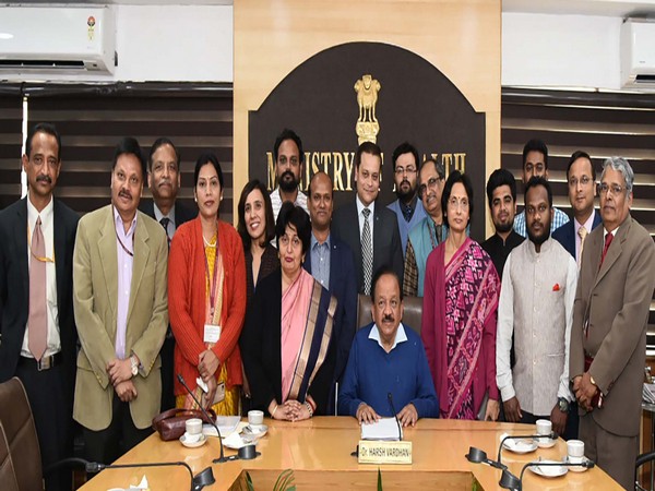 Dr. Harsh Vardhan with recipients of the Letters of Appreciation from PM for the Wuhan evacuation, at a function, in New Delhi on February 17. Photo/ANI