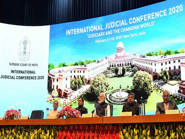 Prime Minister Narendra Modi, CJI Justice SA Bobde among others at the International Judicial Conference 2020, in New Delhi on Saturday. Photo/ANI
