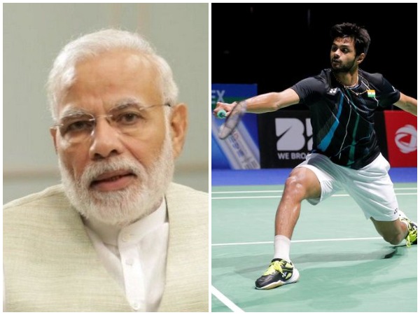 Prime Minister Narendra Modi (file photo) and Indian shuttler Sai Praneeth (Photo courtsey: Reuters)