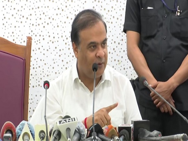 Assam education minister Himanta Biswa Sarma addressing a press conference on Saturday. Photo/ANI