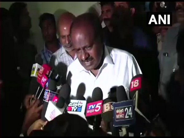 Former Karnataka chief minister HD Kumaraswamy speaking to reporters in Haasan on Saturday.