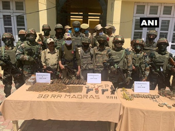 A terrorist hideout busted by the security forces in Rajouri district on Saturday.