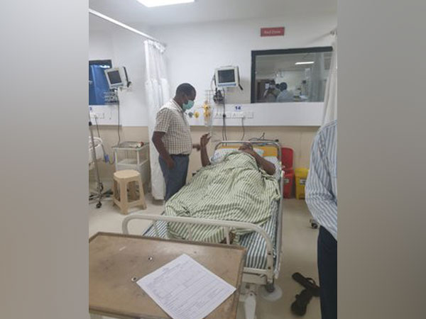 The jawan, got  injured in IED blast by Naxal taking treatment at hospital on Tuesday. (Photo/ANI)