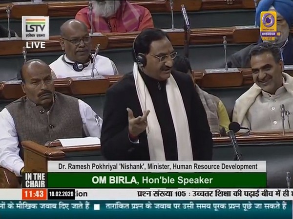 HRD Minister Ramesh Pokhriyal speaking in the Lok Sabha on Monday