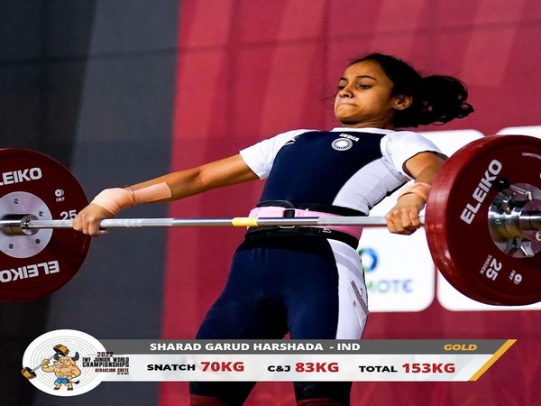 Harshada Sharad Garud in action during IWF Junior World Championships 2022 (Image: IWL Twitter)