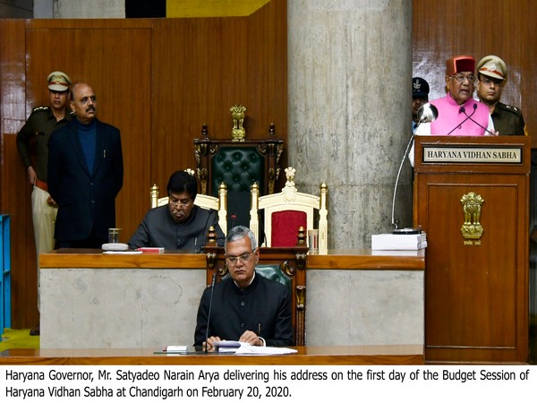 Haryana Governor Satyadeo Narain Arya addressing the Vidhan Sabha on Thursday, the first day of the Budget Session. Photo/ANI