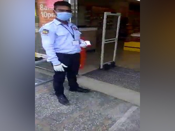 Security guard at supermarket in Hyderabad. Photo/ANI