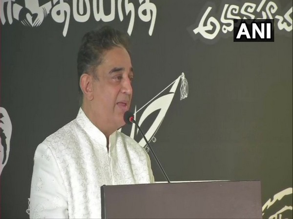 MKM leader and actor Kamal Haasan speaking at a function in Chennai on Friday. Photo/ANI