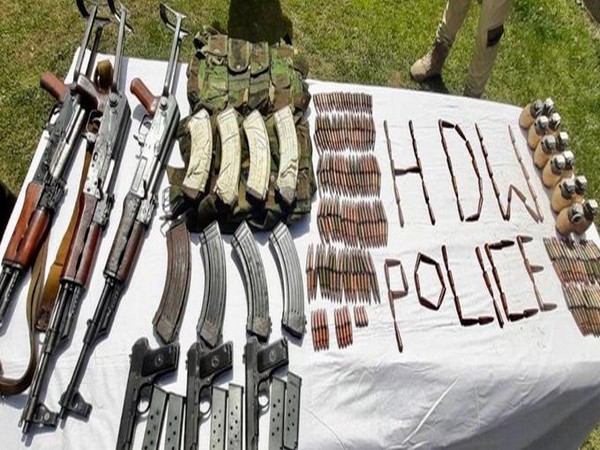 Arms and ammunition recovered by Handwara Police