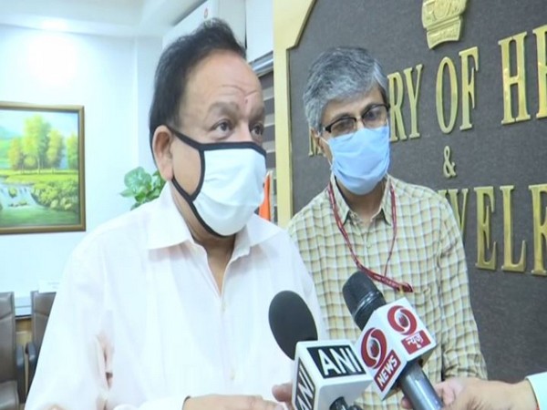 Union Health Minister Dr Harsh Vardhan speaking to reporters on Thursday. Photo/ANI