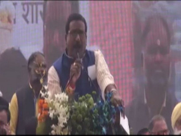 MP Minister Harsh Yadav speaking at an event in Sagar University on Sunday. Photo/ANI