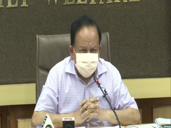 Union Health Minister Dr Harsh Vardhan speaking to the reporters on Monday. (Photo/ANI)