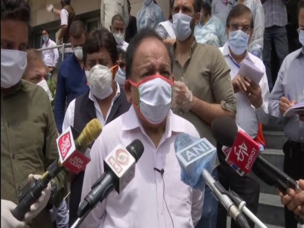 Union Health Minister Dr Harsh Vardhan speaking to media in New Delhi on Monday. (Photo/ANI)