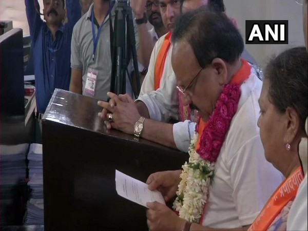 Union Minister Dr Harsh Vardhan while filing his nominations papers from Chandni Chowk constituency in Delhi on Monday. Photo/ ANI
