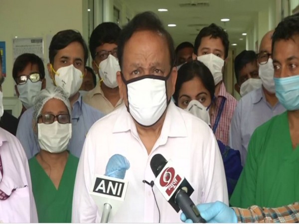 Union Health Minister Harsh Vardhan talking to reporters in New Delhi on Thursday. (Photo/ANI)