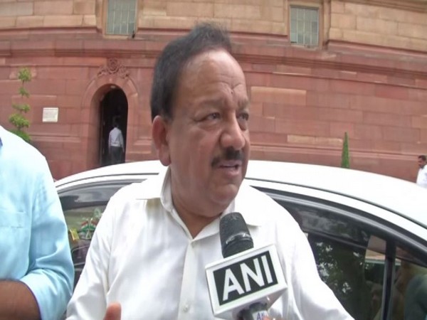 Union Health Minister Dr Harsh Vardhan talking to ANI in Delhi on Monday. Photo/ANI