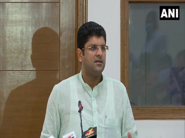 Deputy Chief Minister of Haryana Dushyant Chautala speaking to reporters on Thursday. Photo/ANI