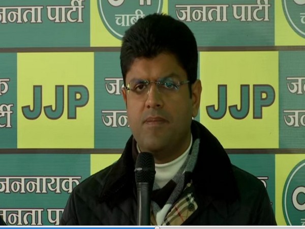 JJP chief Dushyant Chautala addressing press conference in Chandigarh on Tuesday Photo/ANI