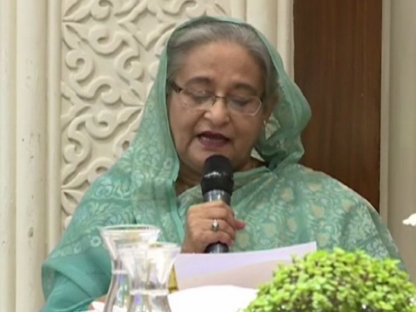 Bangladesh Prime Minister Sheikh Hasina addressing an interactive session of the World Economic Forum in New Delhi on Thursday