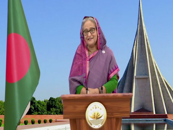 Bangladesh Prime Minister Sheikh Hasina speaking at the inaguration ceremony of Maitri Setu on Tuesday (ANI)