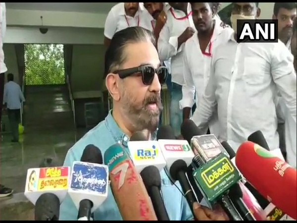 Makkal Needhi Maiam (MNM) chief Kamal Haasan on Tuesday talking to media. 