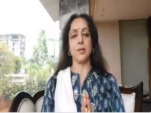 A still from the video message shared by evergreen actor Hema Malini (Image source: Twitter) 