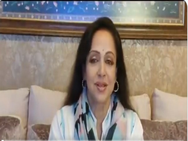 A still from the video message shared by evergreen actor Hema Malini (Image source: Twitter) 