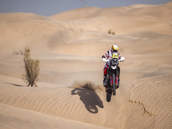 Hero MotoSports Team Rally Joaquim Rodrigues in action during Abu Dhabi Desert Challenge (Image: HMTR)