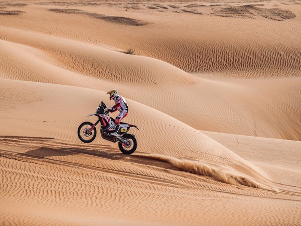 Hero Motosports Team Rally rider Joaquim Rodrigues in action during Abu Dhabi Desert Challenge (Image: Hero MotoSports)
