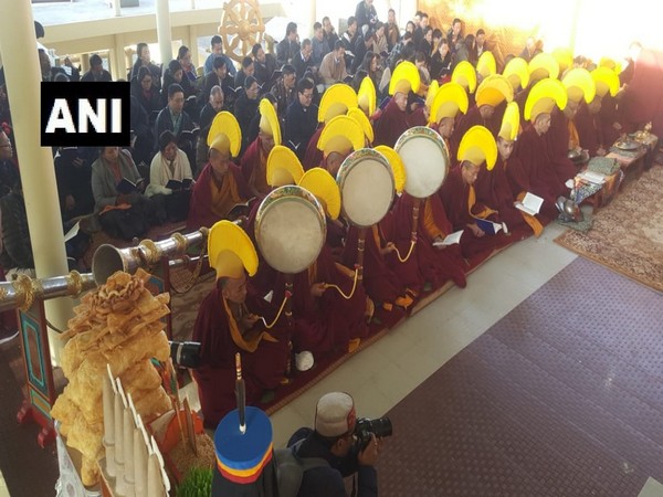People celebrating Losar festival in Dharamashala on Monday. (Photo/ANI)