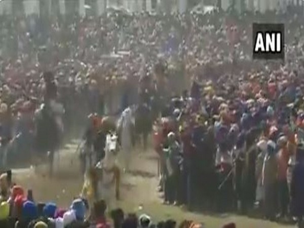 A view of 'Hola Mohalla' festival at Sri Anandpur Sahib on Tuesday. Photo/ANI