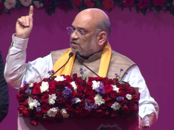 Home Minister Amit Shah speaking at an event of GTU in Gandhinagar, Gujarat, on Saturday. Photo/ANI