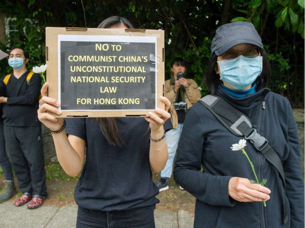 Protest held over Hong Kong Security Law at Chinese consulate in Vancouver