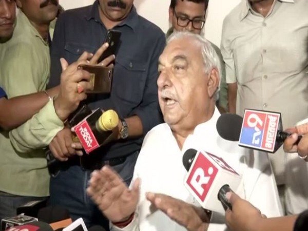 Former Haryana Chief Minister BS Hooda addressing a press conference in Rohtak on Thursday. Photo/ANI