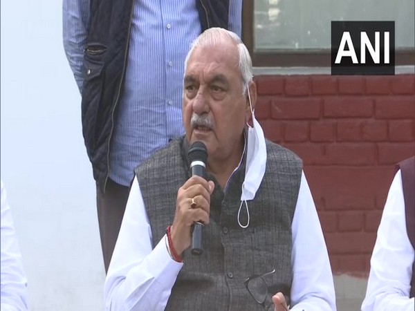 Congress leader Bhupinder Singh Hooda speaking with media on Monday.