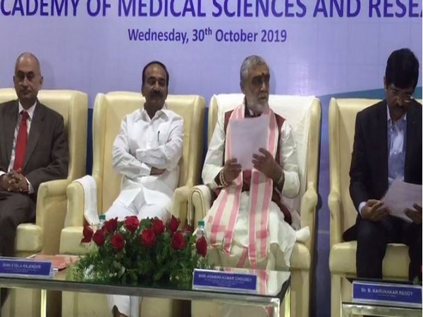 Union Minister Ashwini Kumar Choubey during a seminar at Kamineni Hospital and Medical College in Hyderabad on Wednesday. Photo/ANI