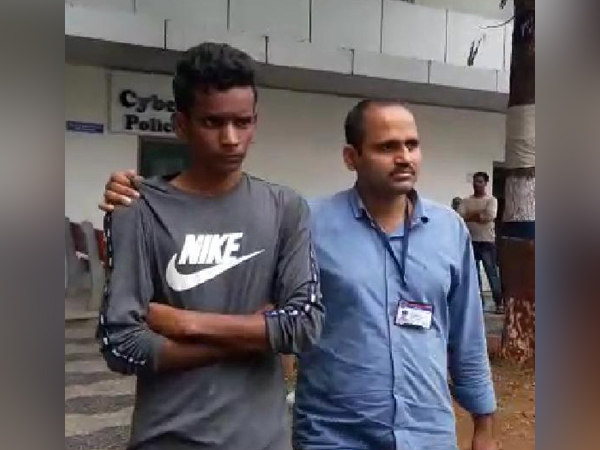 The accused Chavan Sriram, 22, in police custody. Photo/ANI