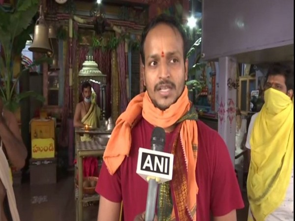 M Vedavyas, priest in a temple in Hyderabad speaking to ANI on Monday. Photo/ANI