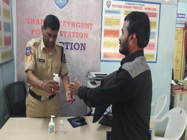 Hyderabad Police provides sanitizers to people visiting police stations