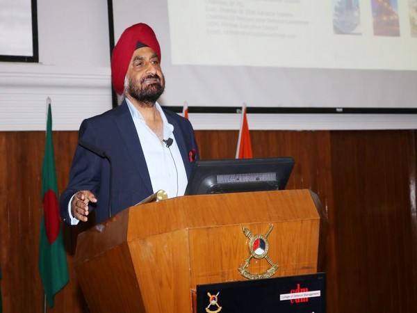 Rajinder Singh Bhatia, President and CEO of the Defence Aerospace Division, Kalyani Group addressing the officers of the Indian Armed Forces in Secunderabad. Photo/ANI